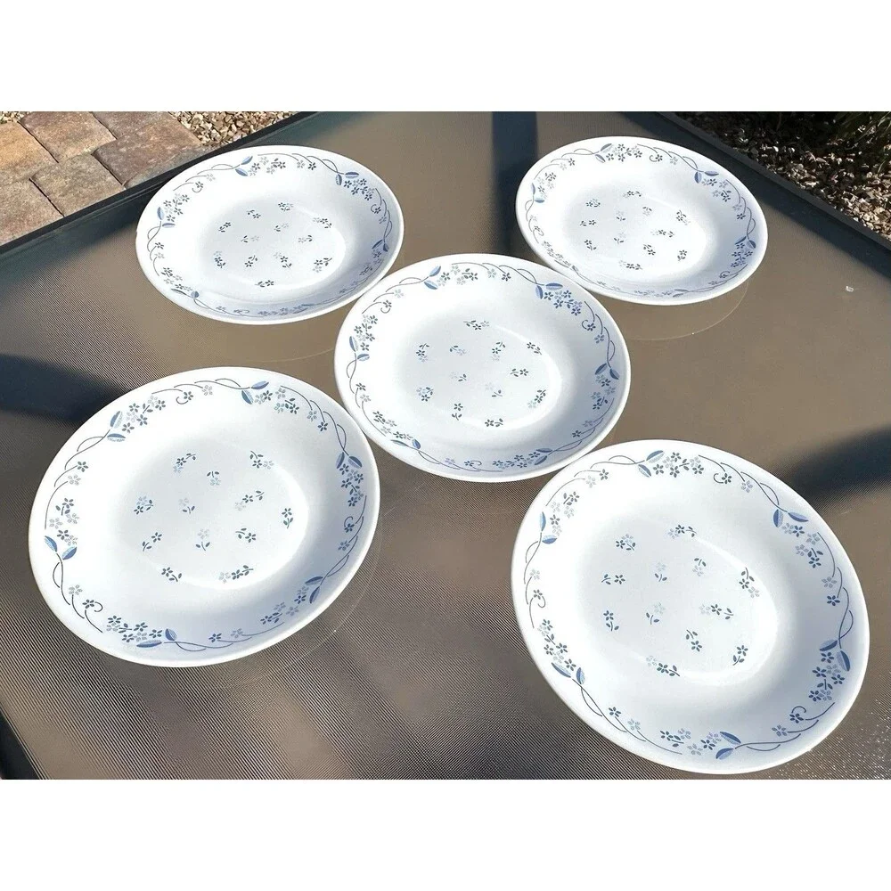 Corelle Provincial Blue 6 3/4 Inch Bread or Dessert Plates Blue Flowers Set of 5